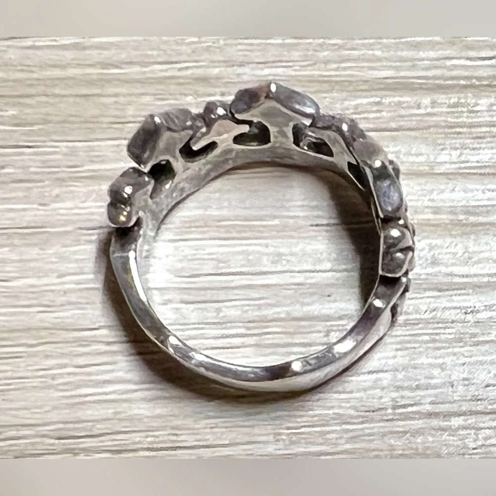 Vintage Designer Hallmarked ($) Sterling Silver Crown Band Ring, Size 5.5, 5g